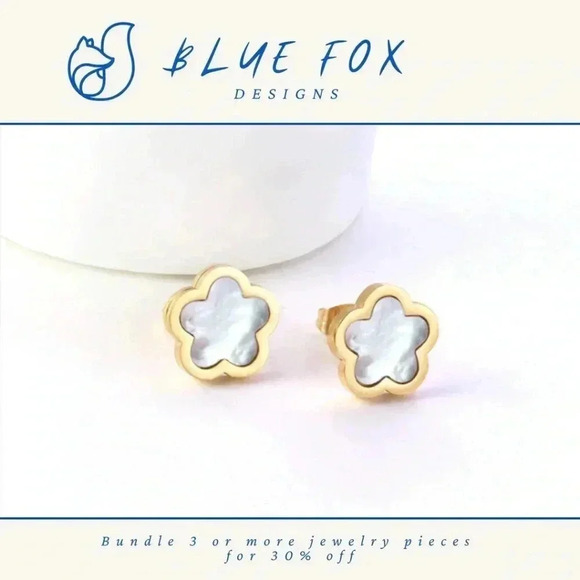 Fashion Jewelry Jewelry - *NEW* 18K Gold Plated Stainless  Steel Pearl Flower Earrings